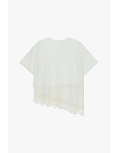 T-shirt met asymmetrische onderkant en kanten detail Dixie