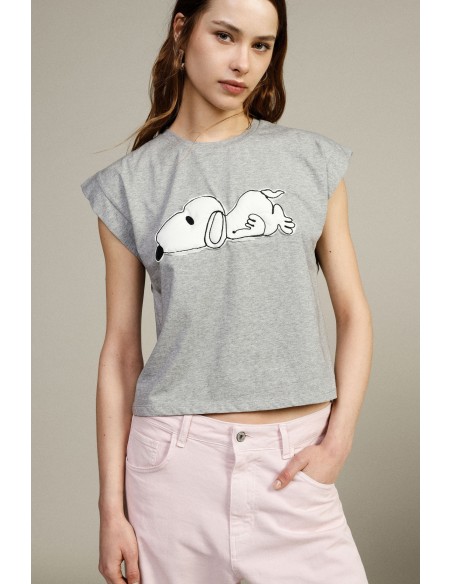 Dixie T-shirt met korte mouwen en Snoopy-print aan de voorkant
