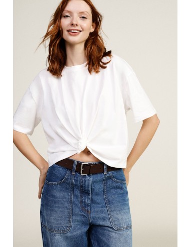 Dixie T-shirt met korte mouwen en centrale knoop