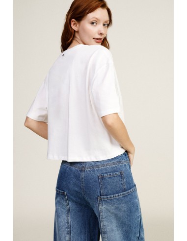 Dixie T-shirt met korte mouwen en centrale knoop