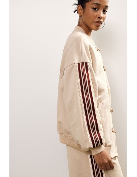 Sweatshirt met rits, gevlochten details en borduursel op de mouwen Dixie