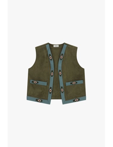 Dixie-vest met geborduurde biezen en zakken aan de voorkant