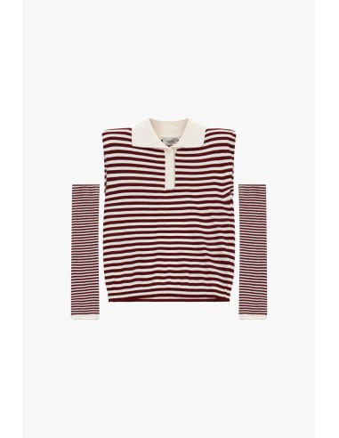 Gestreept T-shirt met kraag en lange mouwen van Dixie