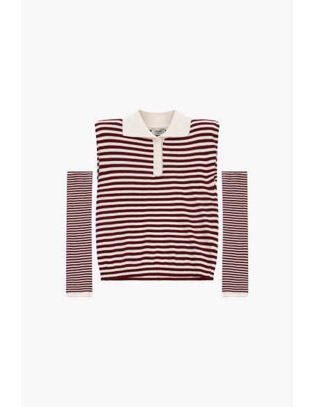 Gestreept T-shirt met kraag en lange mouwen van Dixie