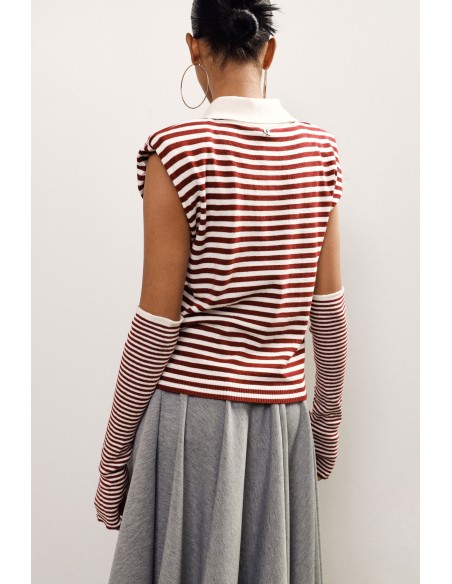 Gestreept T-shirt met kraag en lange mouwen van Dixie