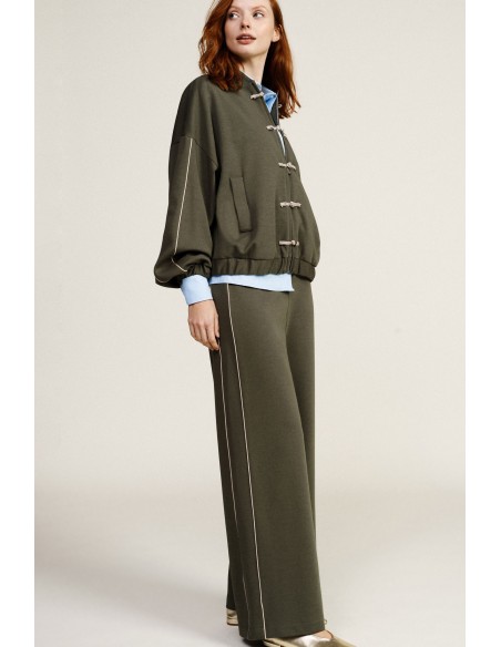 Wijde palazzo-broek met contrasterende bies Dixie