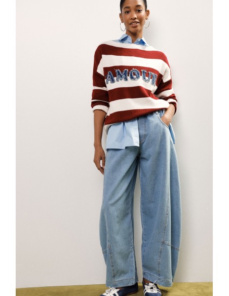 Balloon-jeans met elastiek in de taille en gebogen naden van Dixie