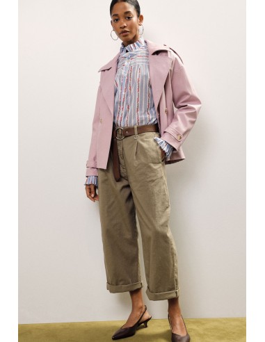 Dixie Palazzo-broek met riem en omslagrand