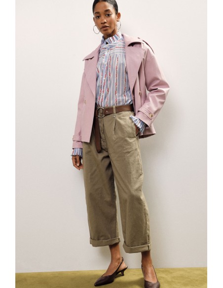 Dixie Palazzo-broek met riem en omslagrand
