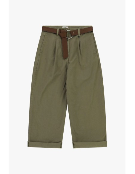 Dixie Palazzo-broek met riem en omslagrand