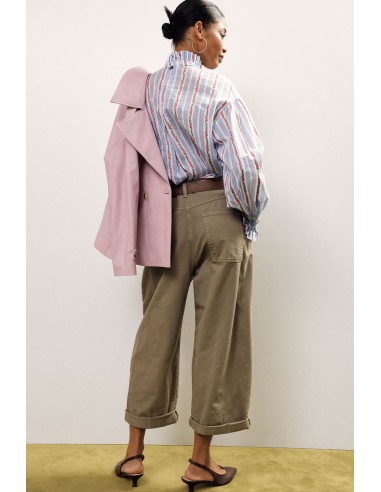 Dixie Palazzo-broek met riem en omslagrand