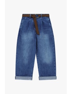 Baggy jeans met hoge taille en riem van Dixie-stof 2