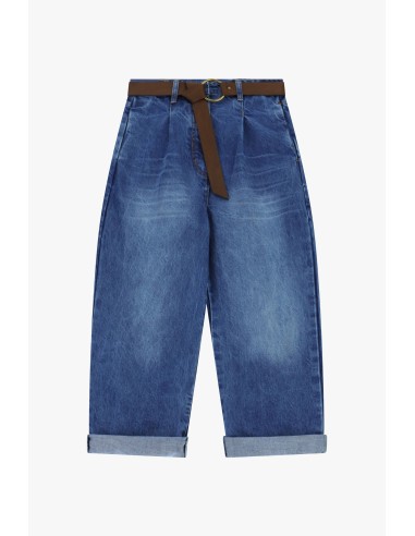 Baggy jeans met hoge taille en riem van Dixie-stof