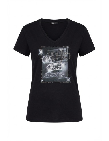 T-shirt met print en strass van Liu Jo
