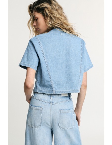 Cropped overhemd met opgestikte zakken en korte mouwen Please