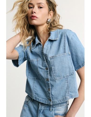 Cropped overhemd met opgestikte zakken en korte mouwen Please