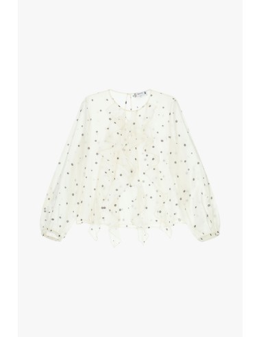 Stippenblouse met volant en lange mouwen, alstublieft