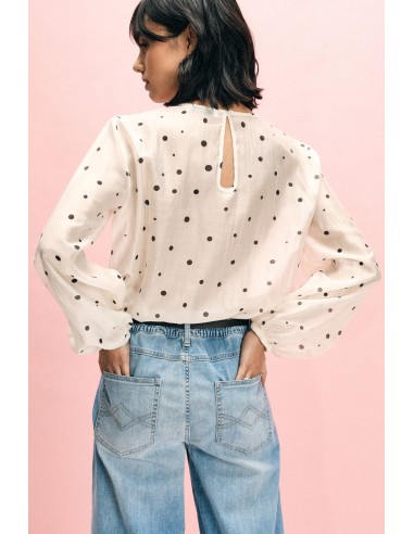 Stippenblouse met volant en lange mouwen, alstublieft