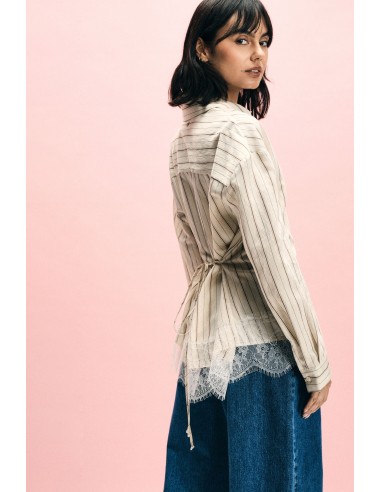 Gestreept shirt met kanten detail aan de onderkant, alstublieft