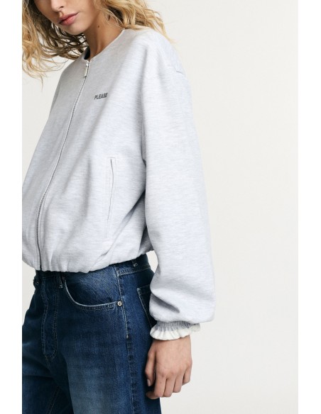 Korte sweatshirt met rits, zakken en gerimpelde manchetten, alsjeblieft