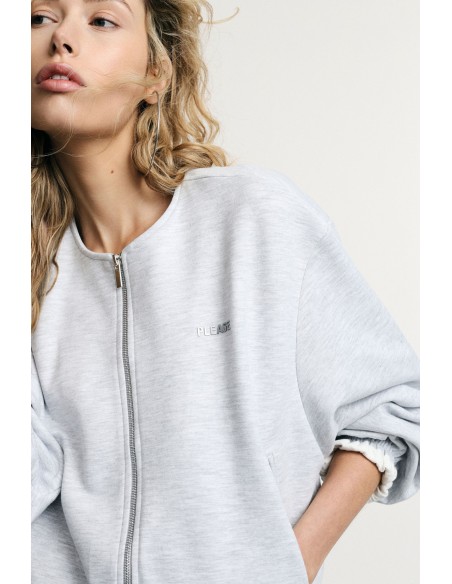 Korte sweatshirt met rits, zakken en gerimpelde manchetten, alsjeblieft
