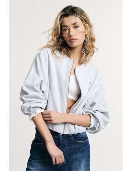 Korte sweatshirt met rits, zakken en gerimpelde manchetten, alsjeblieft