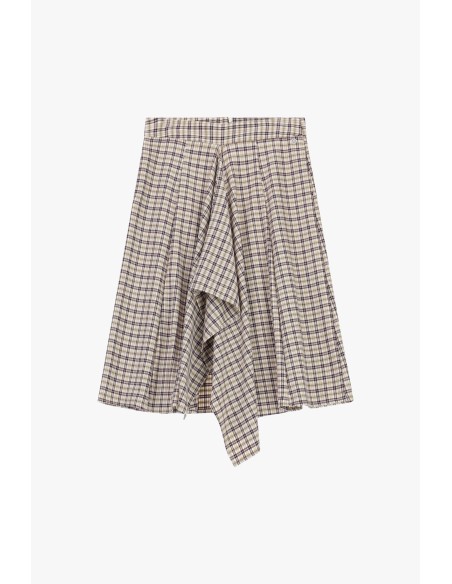 Asymmetrische midi-rok met hoge taille en ruitpatroon, alstublieft