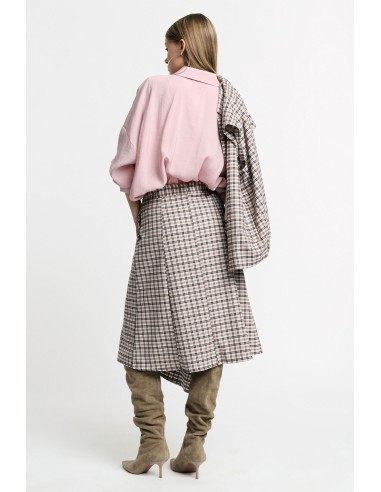 Asymmetrische midi-rok met hoge taille en ruitpatroon, alstublieft