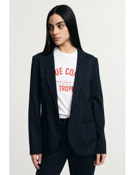 Gestreepte blazer met regular fit en paspelzakken Please