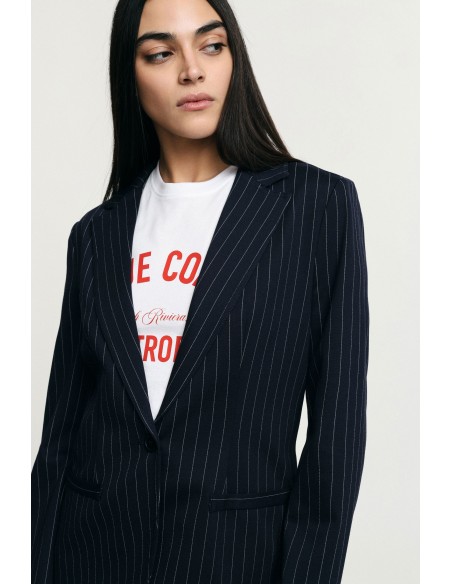 Gestreepte blazer met regular fit en paspelzakken Please