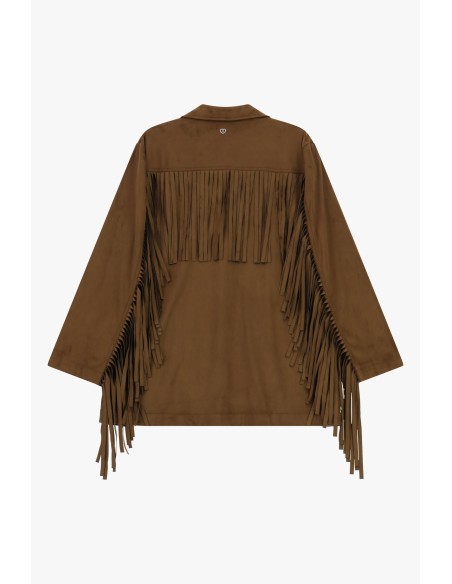 Oversized jas met franjes en zakken aan de voorkant, alstublieft