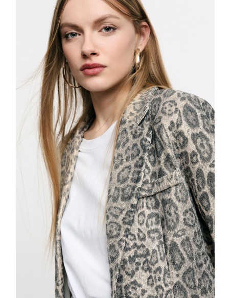 Blazer met dierenprint en zakken aan de voorkant Please