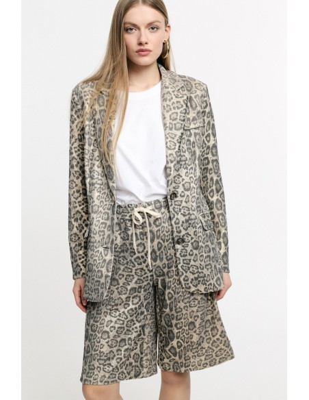 Blazer met dierenprint en zakken aan de voorkant Please