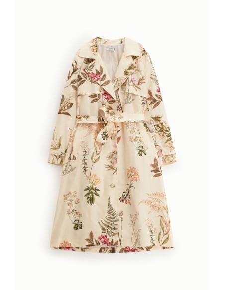 Trenchcoat met bloemenprint, riem en knopen, alstublieft