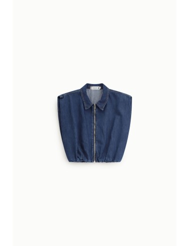 Cropped gilet met rits en klassieke kraag Please