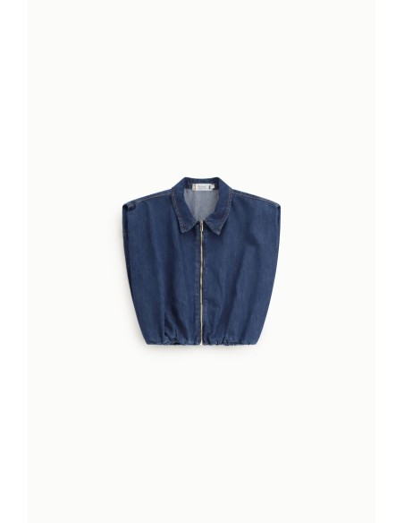 Cropped gilet met rits en klassieke kraag Please
