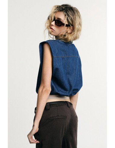 Cropped gilet met rits en klassieke kraag Please
