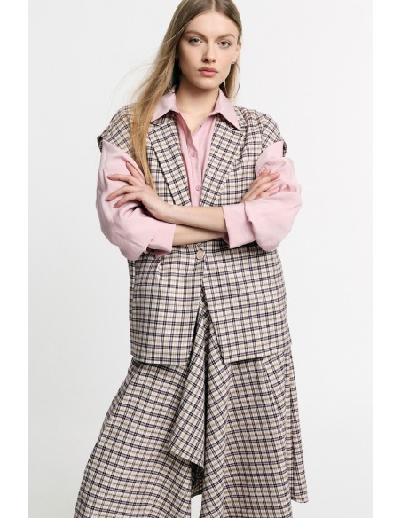 Geruit vest met knoopsluiting aub