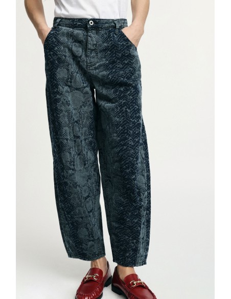 Balloon-jeans met slangenprint en hoge taille alstublieft