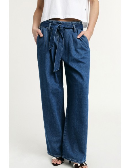 Paperbagjeans met hoge taille en bijpassende riem, alstublieft