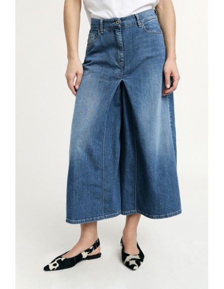 Jeans met wijde pijpen, hoge taille en vijf zakken Please