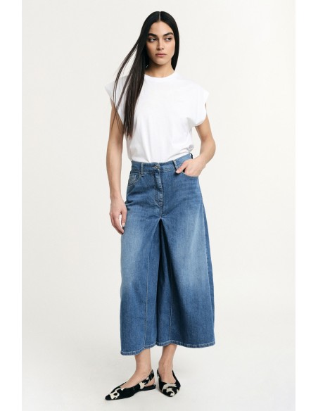 Jeans met wijde pijpen, hoge taille en vijf zakken Please