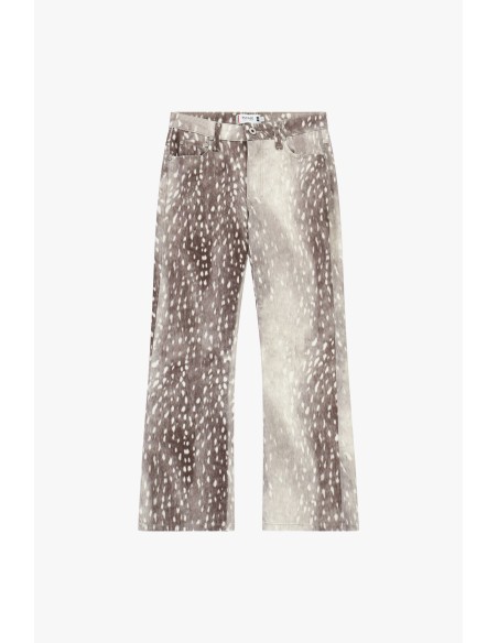 Cropped broek met luipaardprint, rechte pasvorm alstublieft
