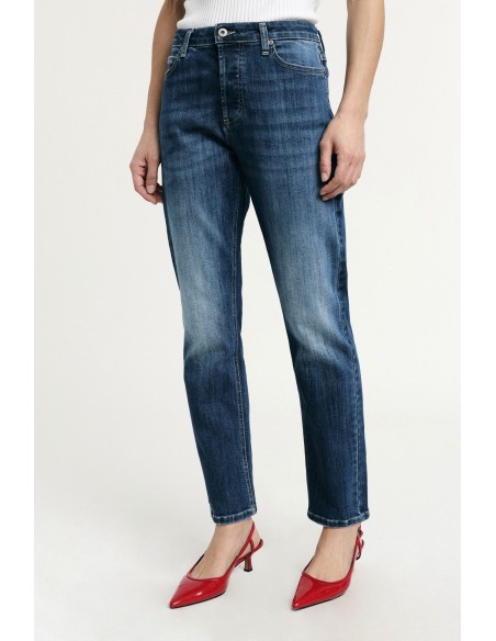 Jeans met rechte pijpen, hoge taille en gewassen effect Please