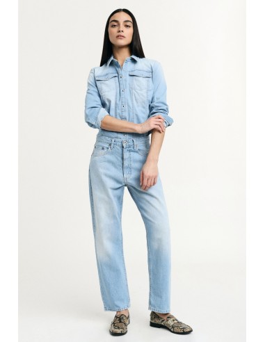 Straight-leg-jeans met hoge taille en riemlussen, alstublieft