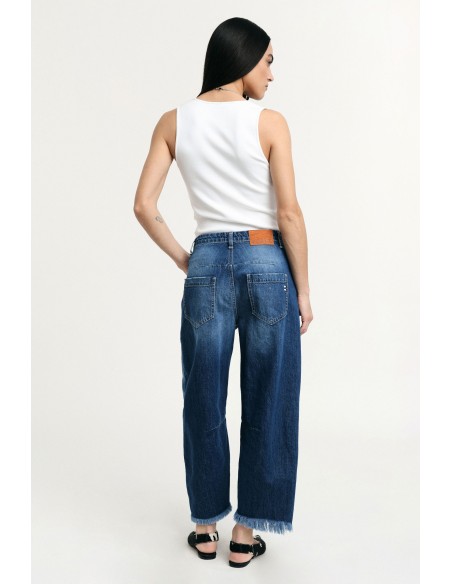 Balloon-fit-jeans met gerafelde zoom Please
