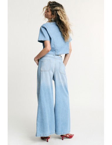Jeans met wijde pijpen, hoge taille en zakken Please