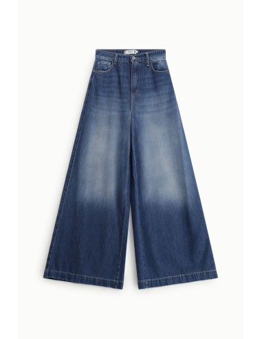 Jeans met wijde pijpen en hoge taille met vervaagd effect alstublieft