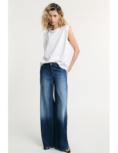 High-waist jeans met wijde pijpen en opgestikte zakken Please