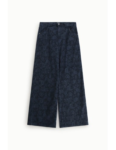 Jeans met wijde pijpen, bloemenprint en hoge taille, alstublieft